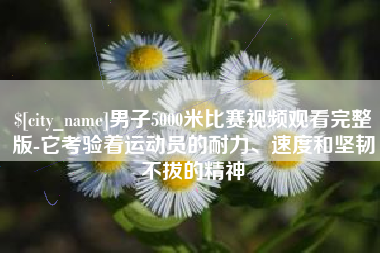 永城男子5000米比赛视频观看完整版-它考验着运动员的耐力、速度和坚韧不拔的精神
