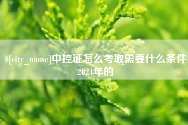 永城中控证怎么考取需要什么条件2024年的